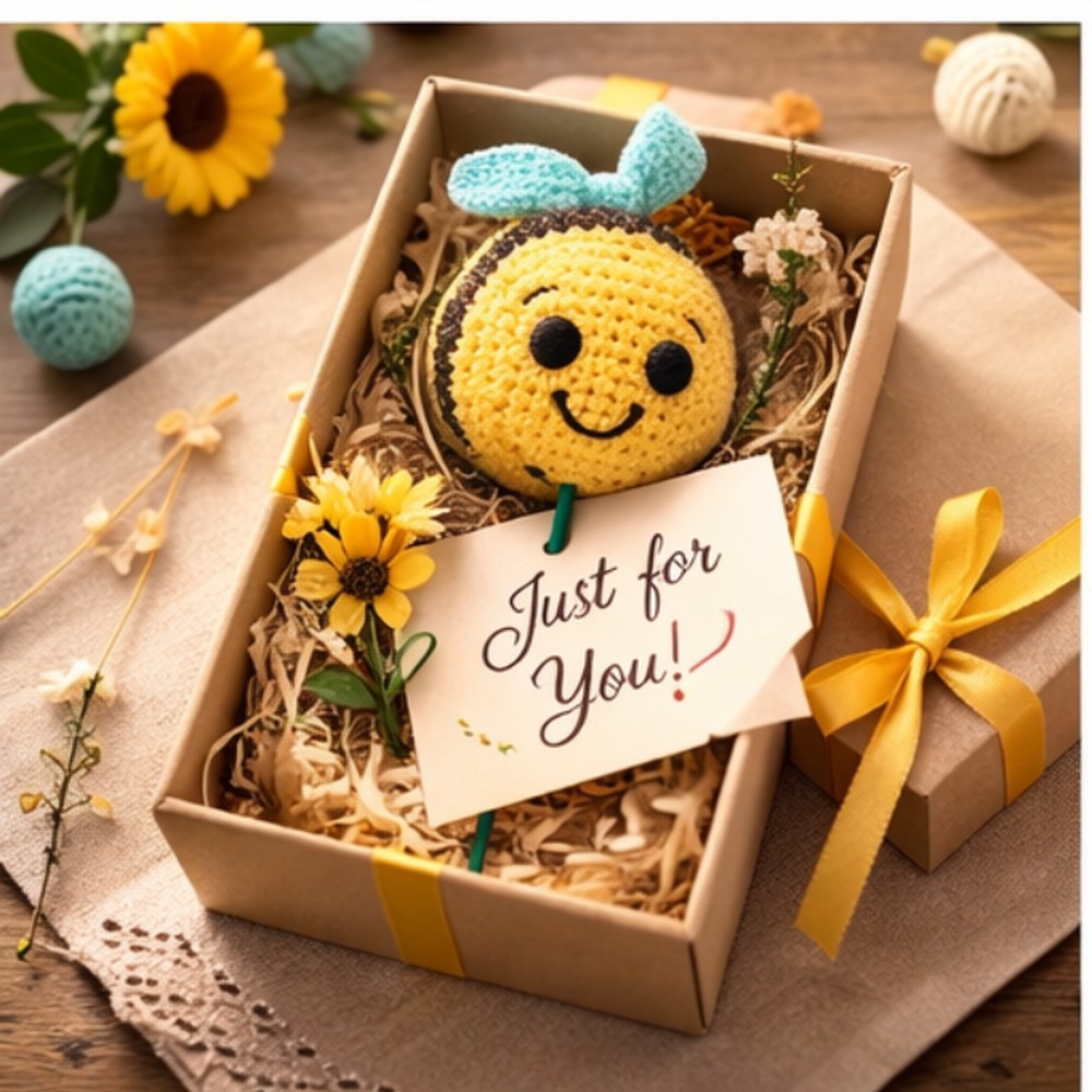 Handmade Crochet Smiley Bee Gift – Cute Amigurumi Desk Decor for Kids, Home & Office - Image 4